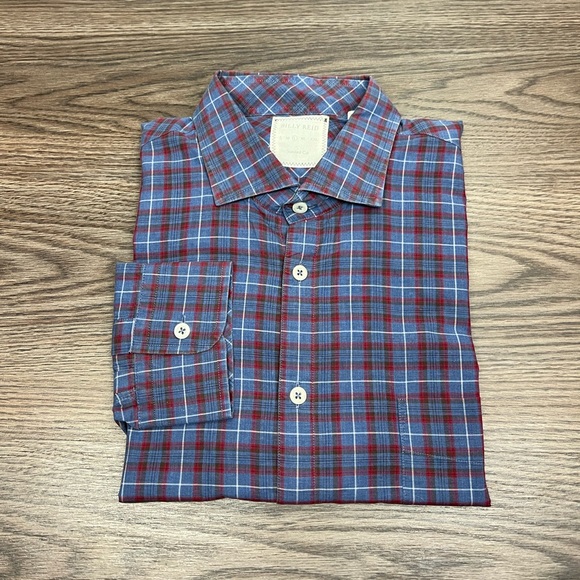 Billy Reid Other - Billy Reid Blue, Red & White Plaid Shirt L